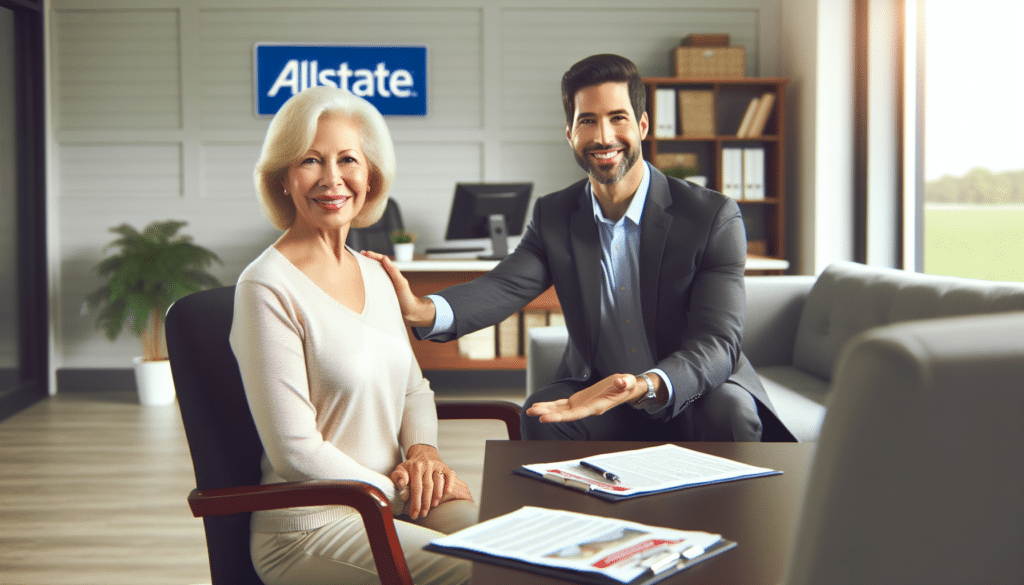 A woman makes an appointment with a local agent after seeing 5-star Allstate Medicare Supplement Reviews.