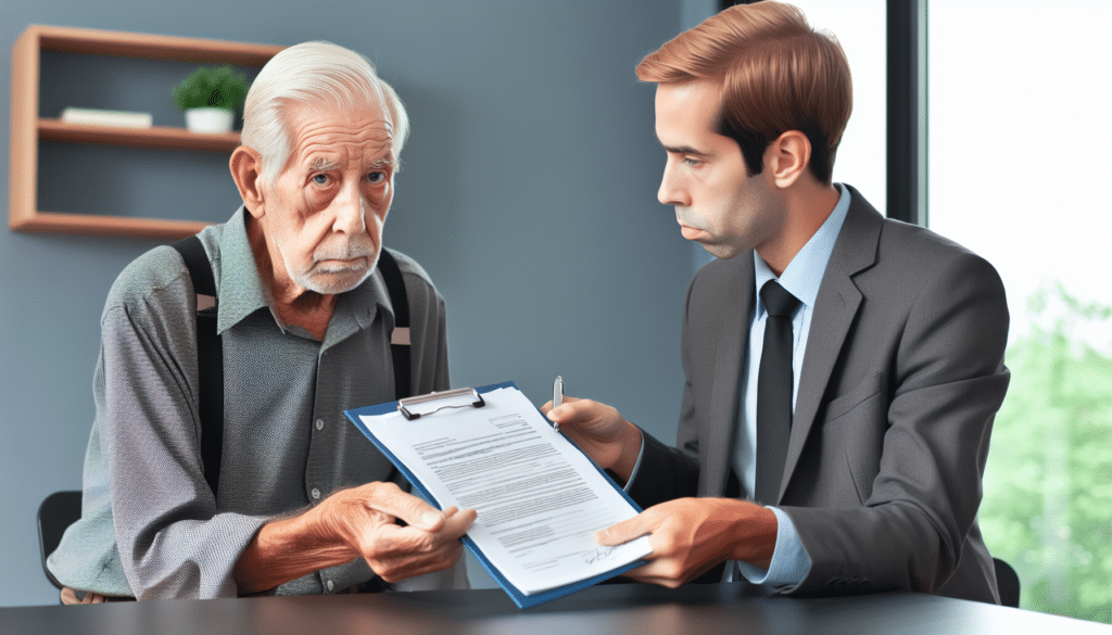 A senior man is told What Disqualifies You from Medigap my his insurance agent.